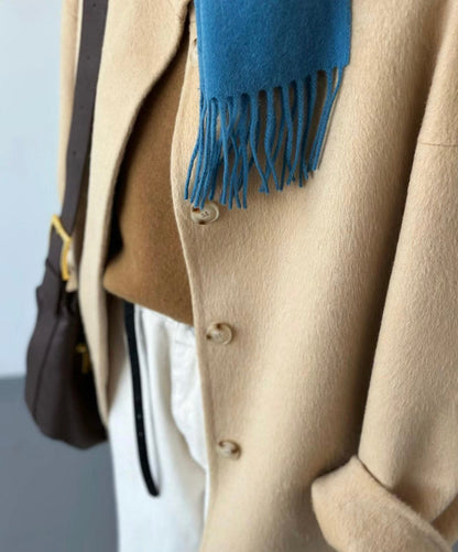 Premium Double Faced Light Yellow Hooded Wool Coat