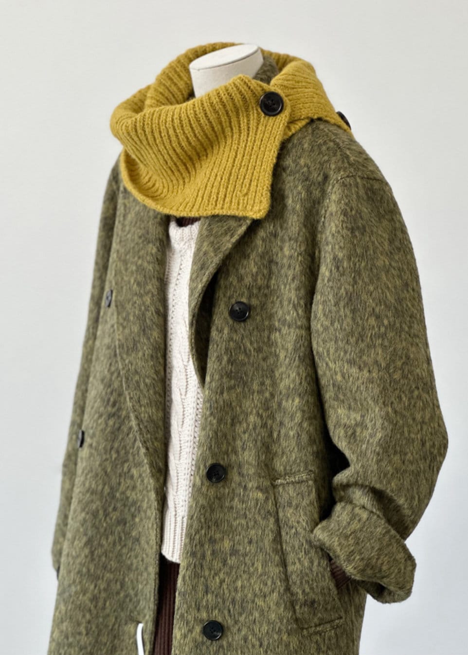Women’s Double-Sided Green Long Wool Coat Jacket