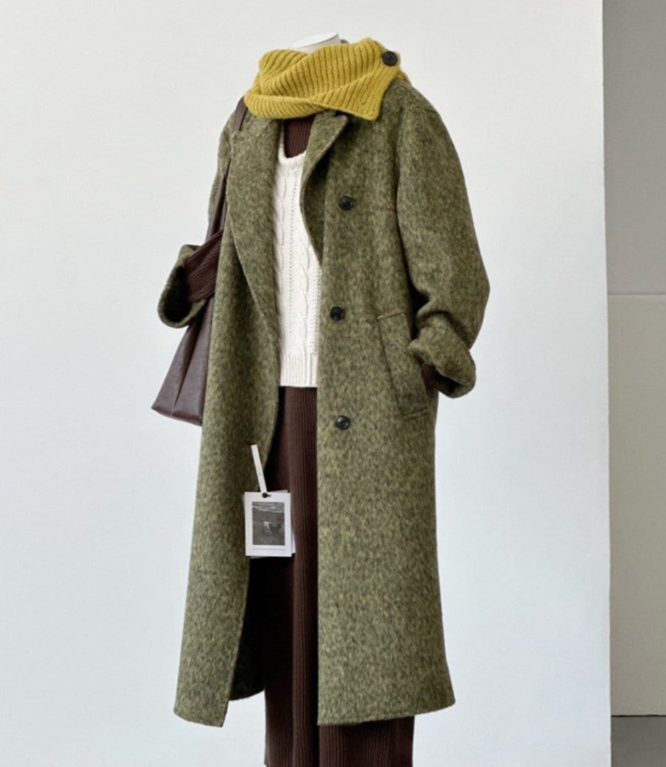 Women’s Double-Sided Green Long Wool Coat Jacket