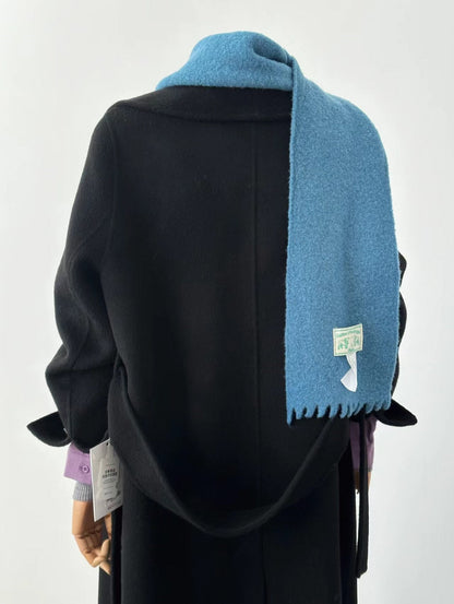 Women Double-Sided Black Long Wool Coat