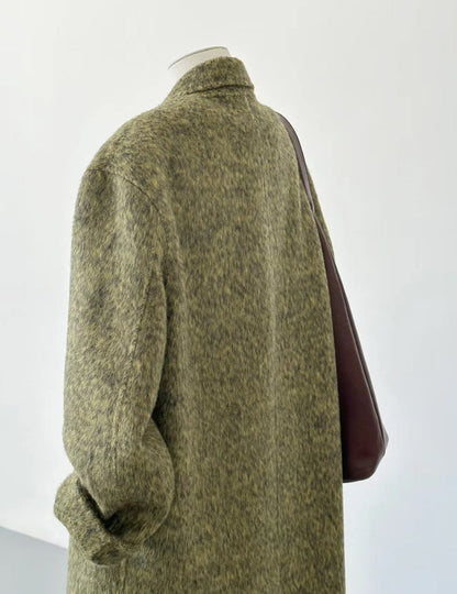 Women’s Double-Sided Green Long Wool Coat Jacket