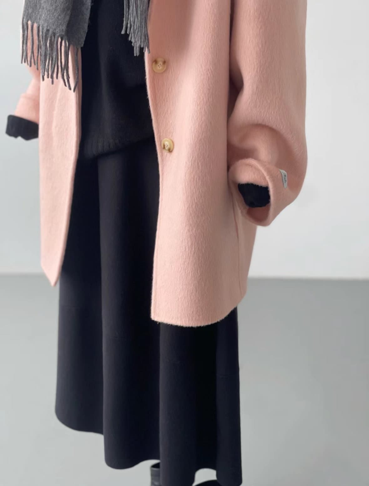 Women Pink Wool Hooded Coat