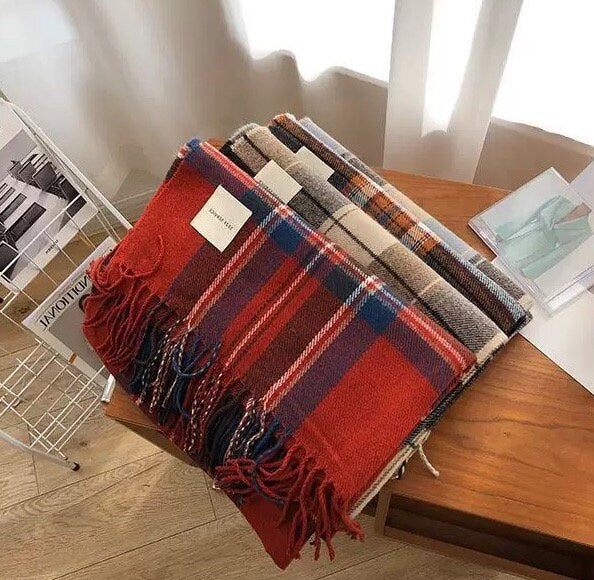 Winter Plaid Scarf 100% Wool