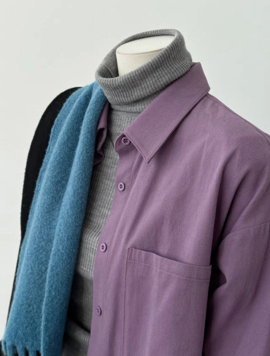 Unisex Women Men Casual Purple Shirt/ Italian Shirt