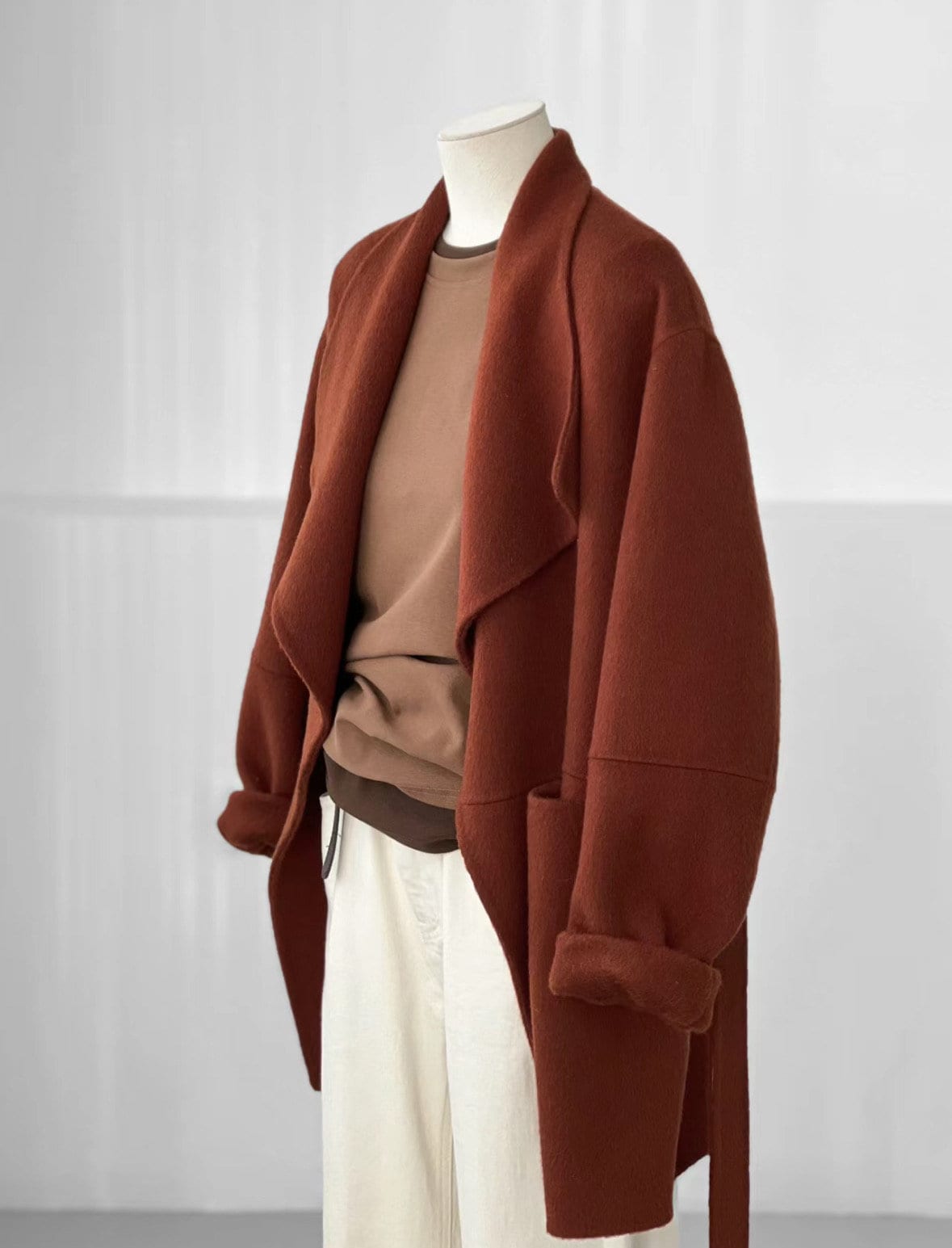 Loose Double Faced Wool Rusty Red Jacket